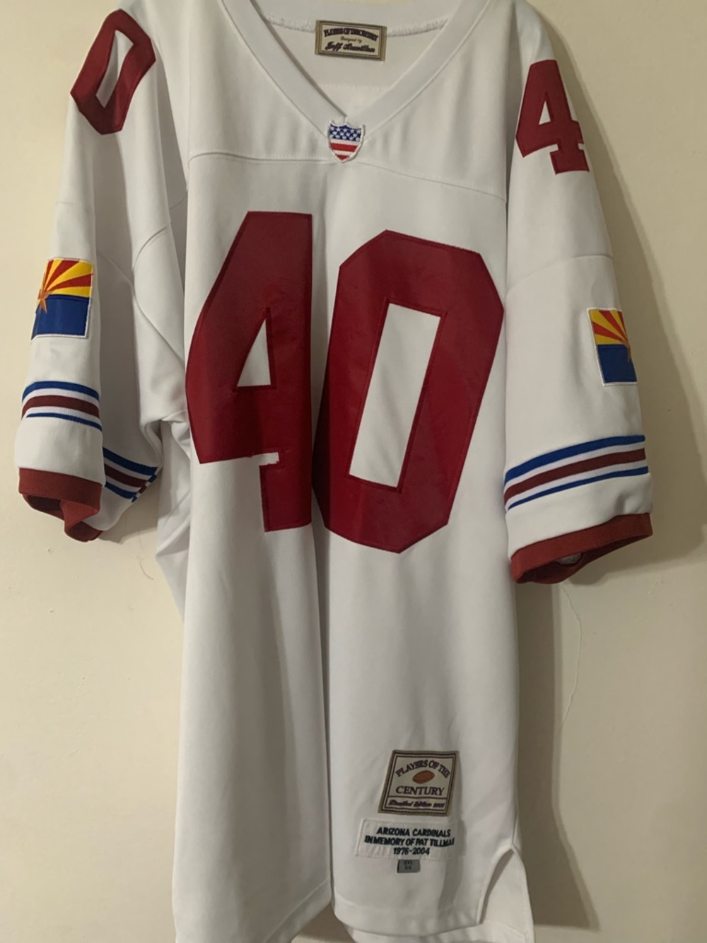 Pat Tillman Arizona Cardinals White & Cardinal Red #40 Football Jersey stitched